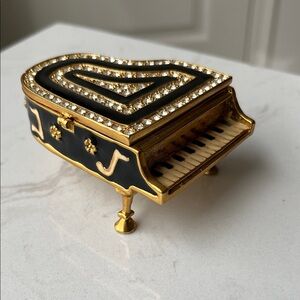 Enameled Piano Trinket Box with Rhinestones